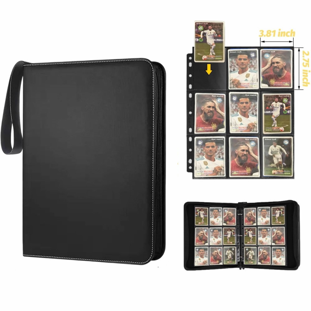 Trading Card Binder - カードバインダー 9ポケット 両面ポケット トレーディングカードバインダー 50枚スリーブ付き ジップカードホルダー