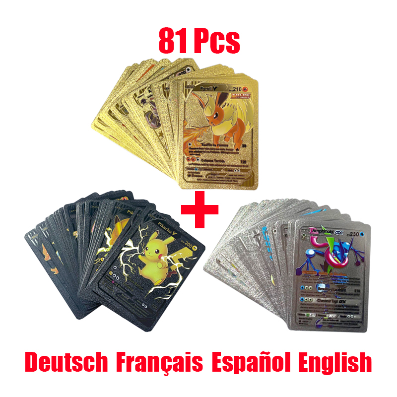 Pokemon Binder Card - 81-15 個ポケモンカードゴールドシルバー Vmax GX カードコレクションバトルトレーナーカードスペイン語英語フランス語子供のおもちゃクリスマスギフト